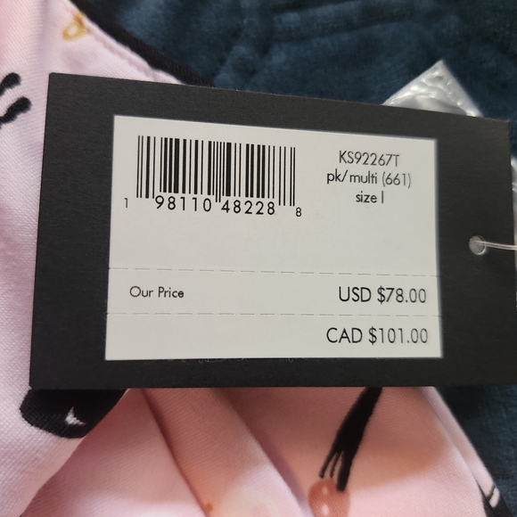 NWT Kate Spade Pink Makeup Print Long Sleeve Pajama Set Size Large - Picture 3 of 7